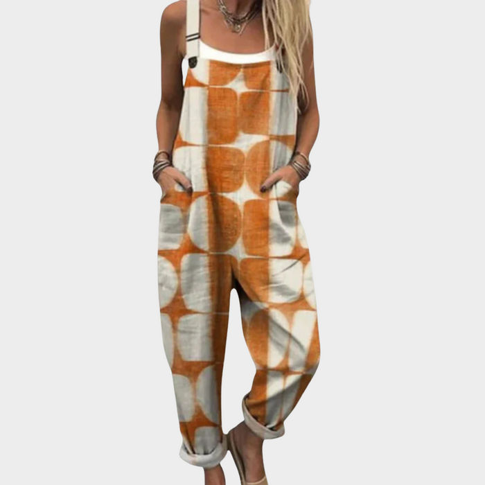 Avslappnad flerfärgad ficka jumpsuits