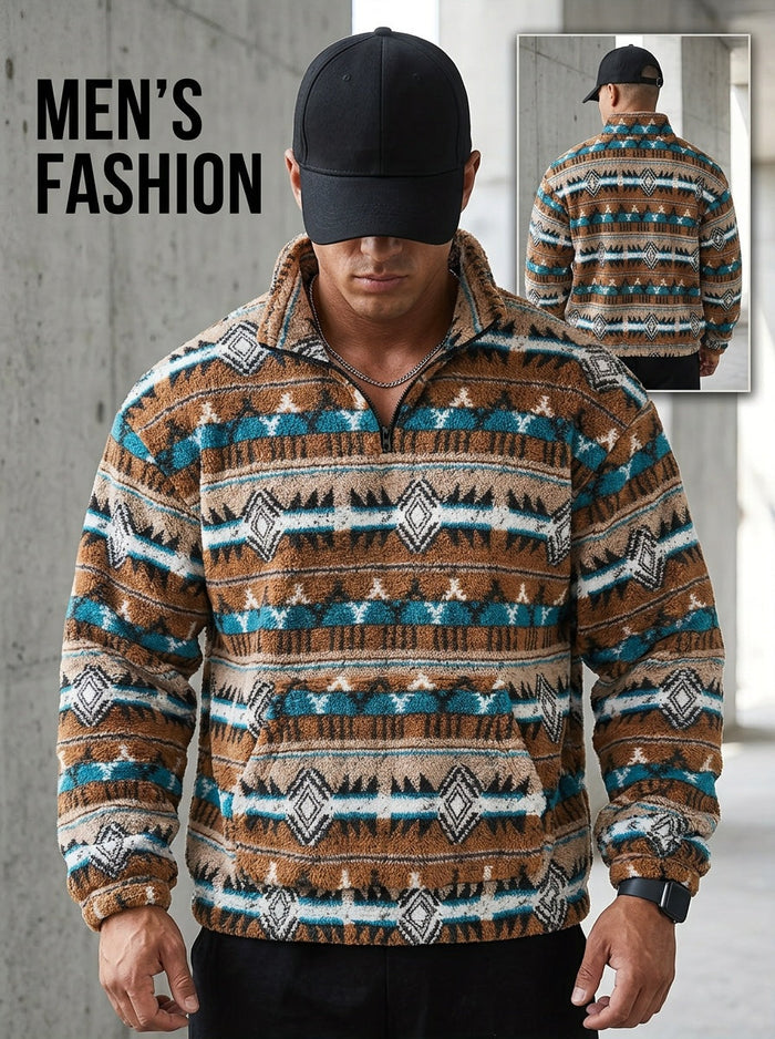 Mönstrad med kvartsdragkedja pullover