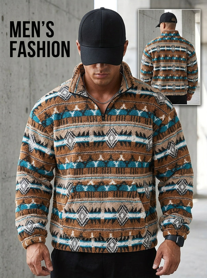 Mönstrad med kvartsdragkedja pullover