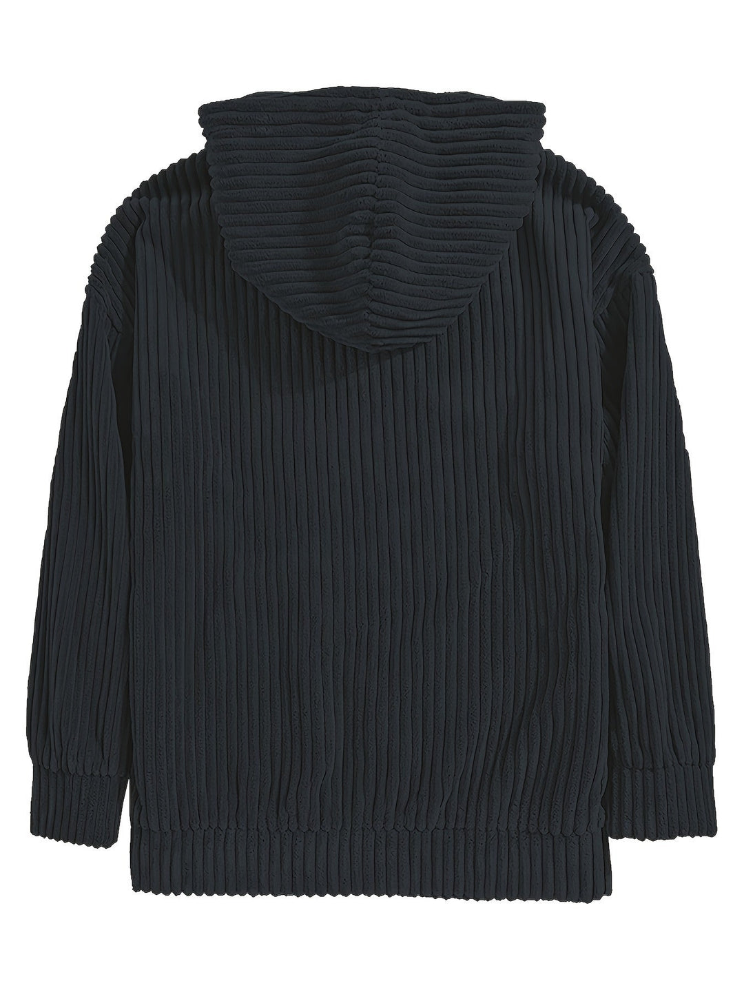 Ribbstickad pullover hoodie
