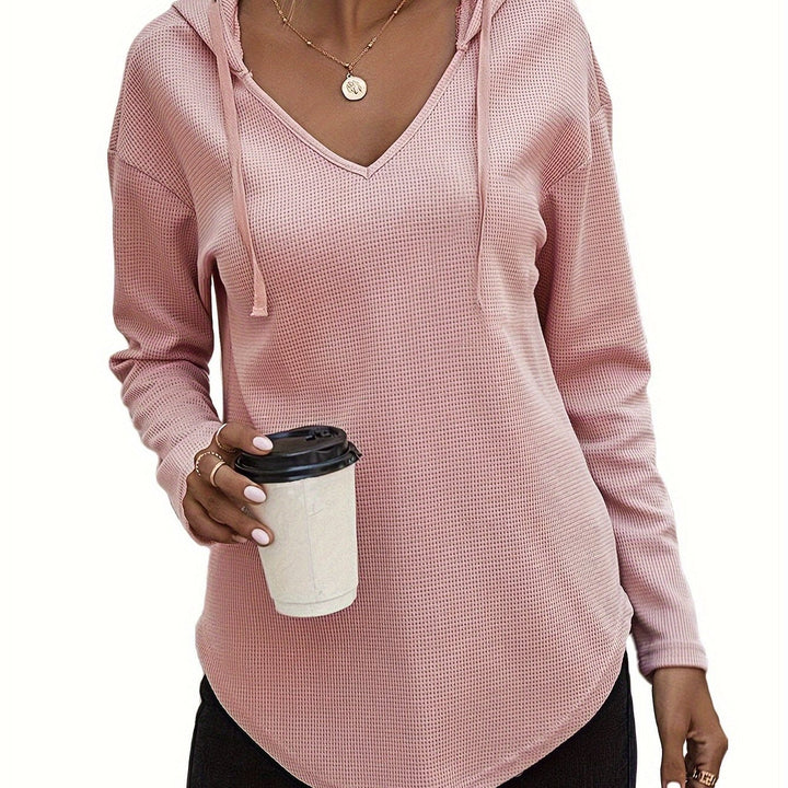 Avslappnad V-ringad hoodie