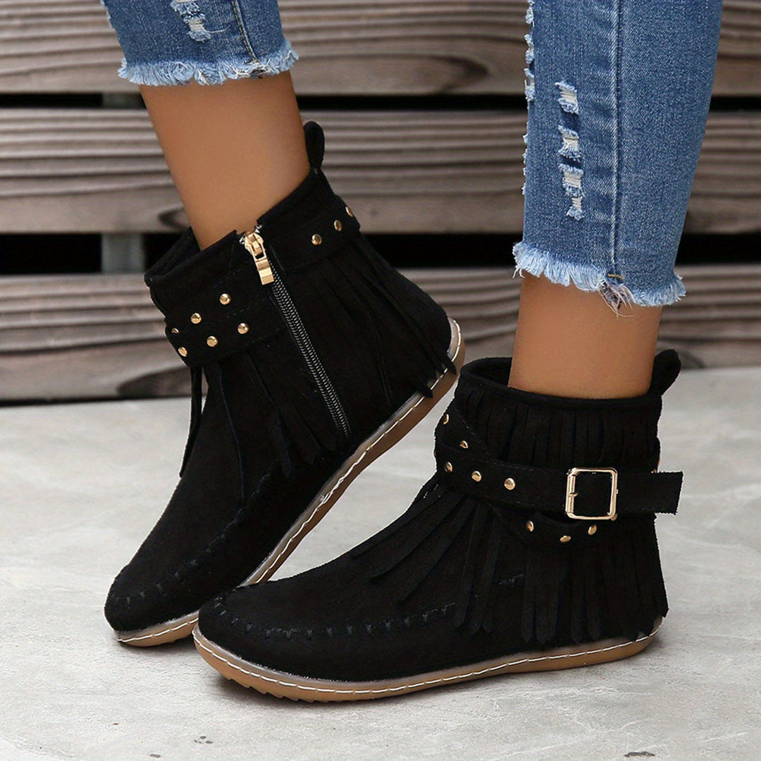 Fringed western ankelboots