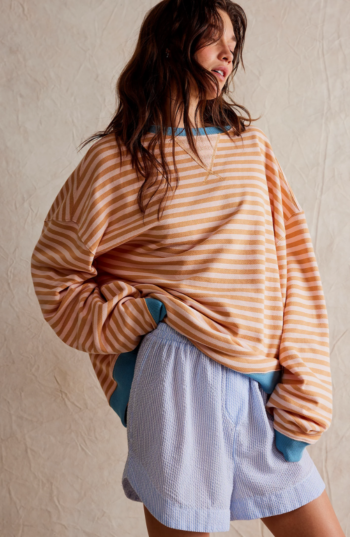 Randig rund-hals pullover