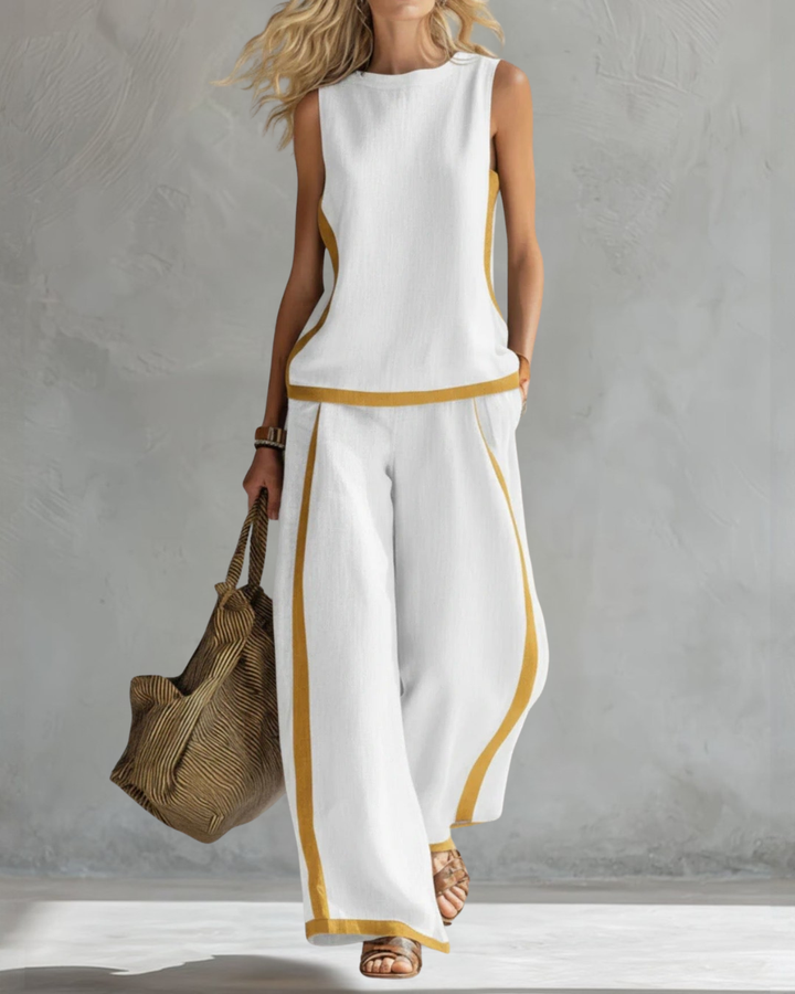 Elegant ärmlös och vid trouser set