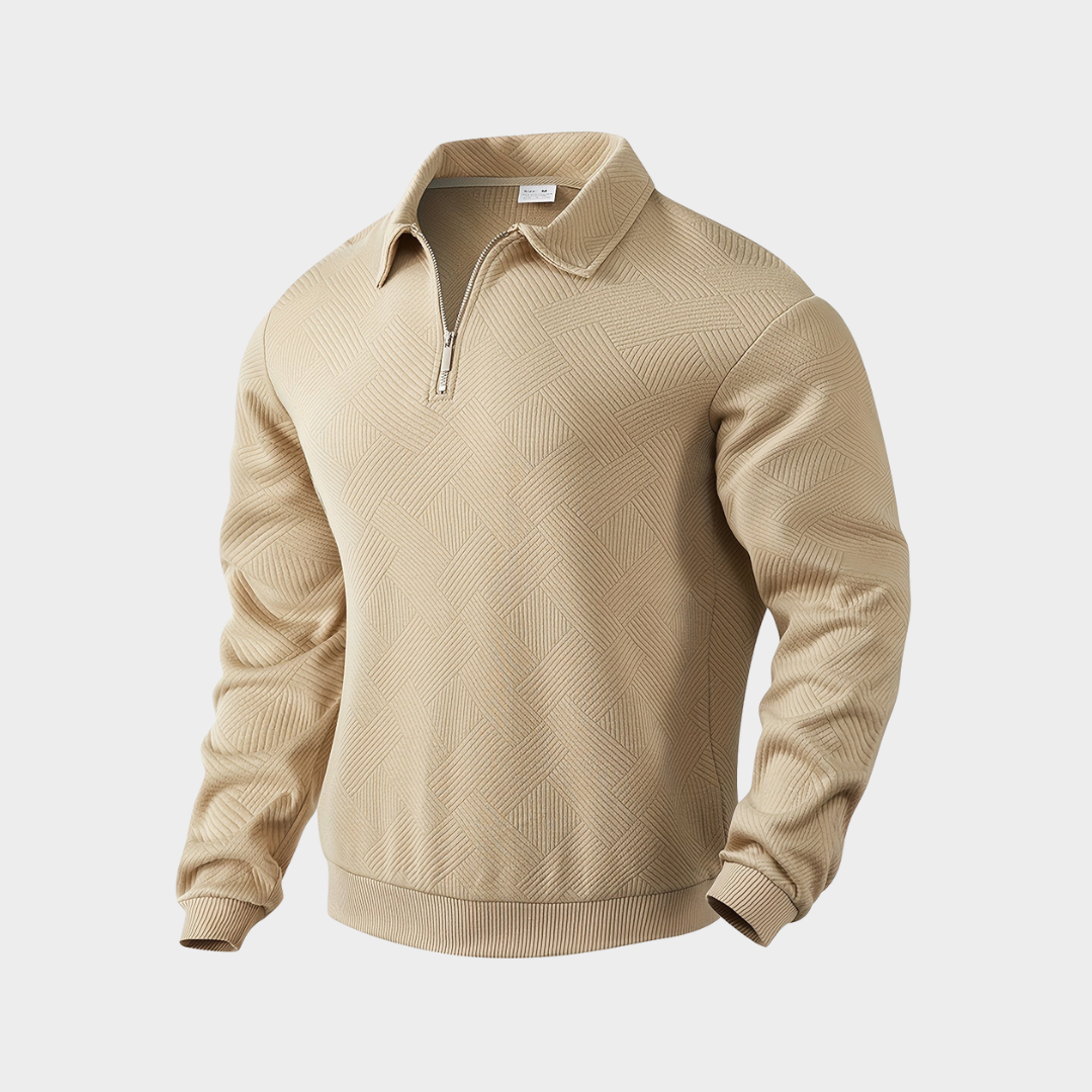 Strukturerad med halv dragkedja pullover