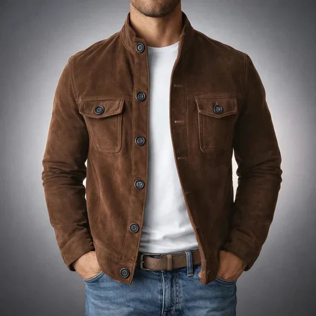 Klassisk ficka suede jacka