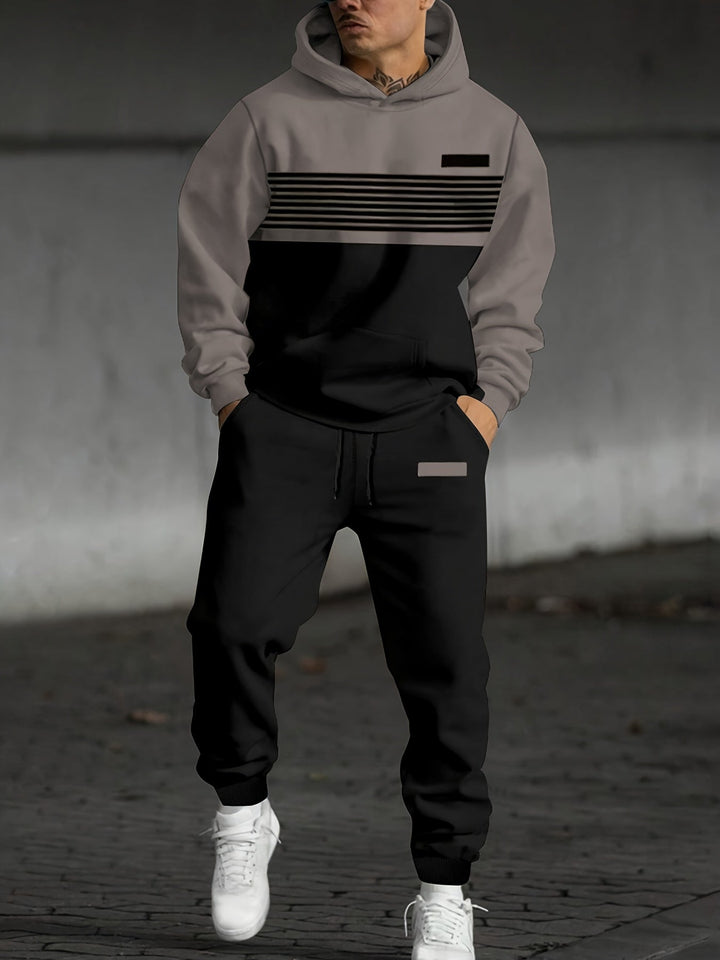 Färg block med huva sweatshirt