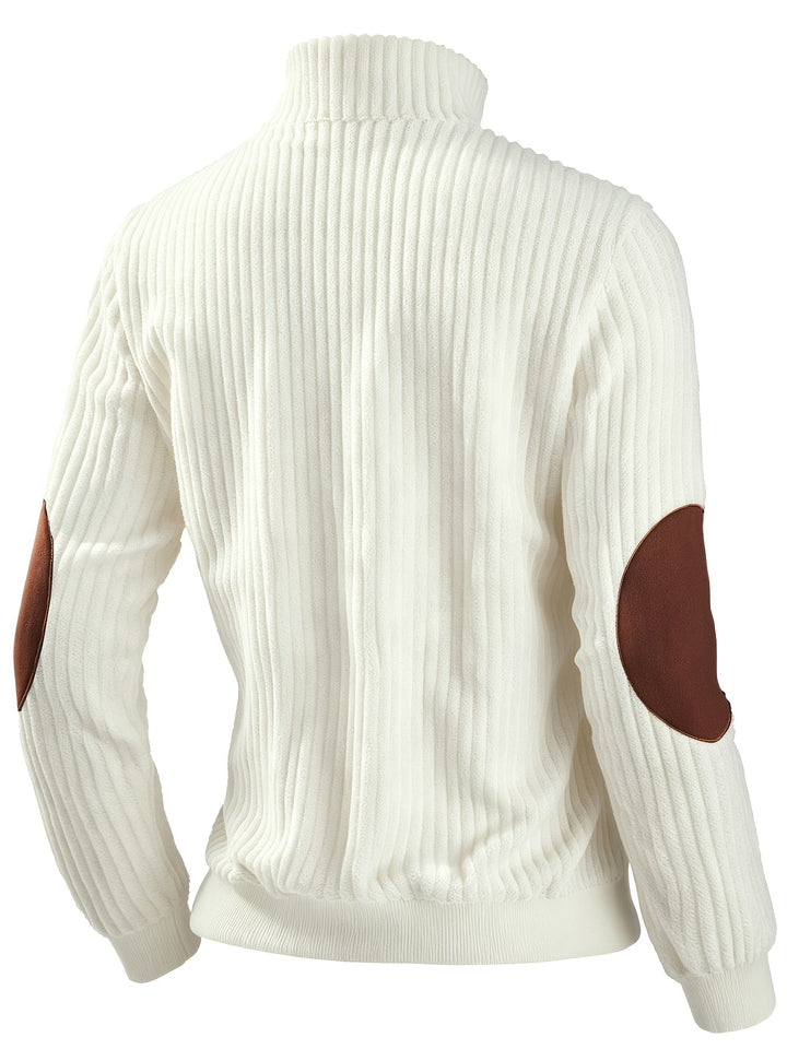 Ribbstickad med kvartsdragkedja pullover