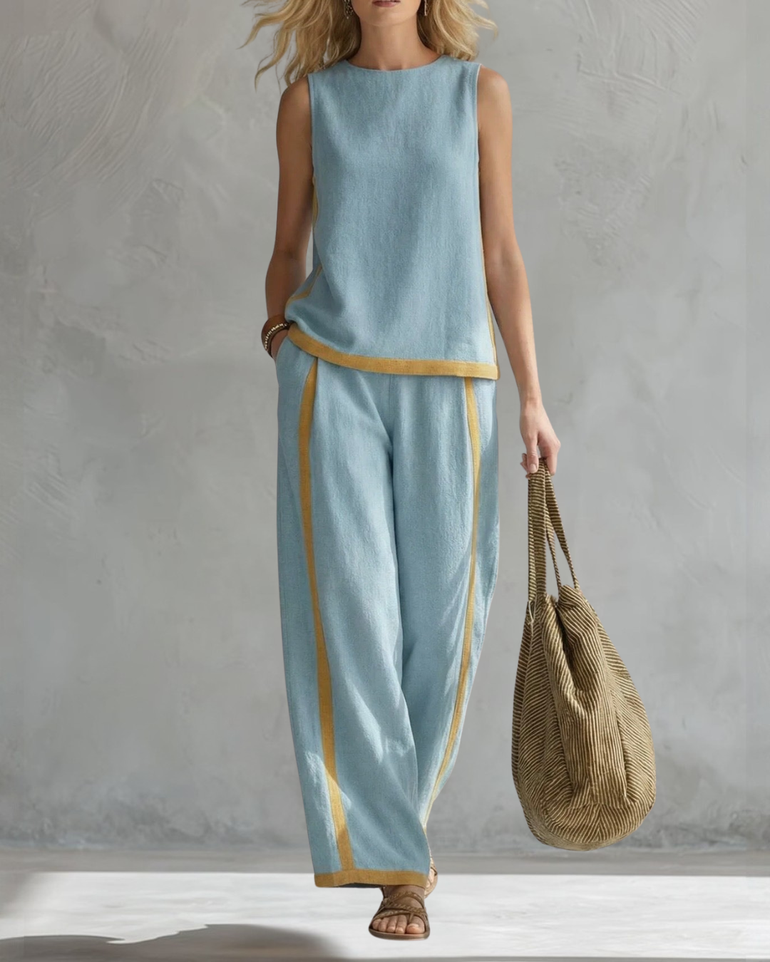 Elegant ärmlös och vid trouser set