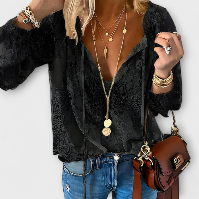 Romantic tie-hals blus