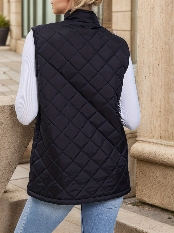 Diamond-quiltad longline väst
