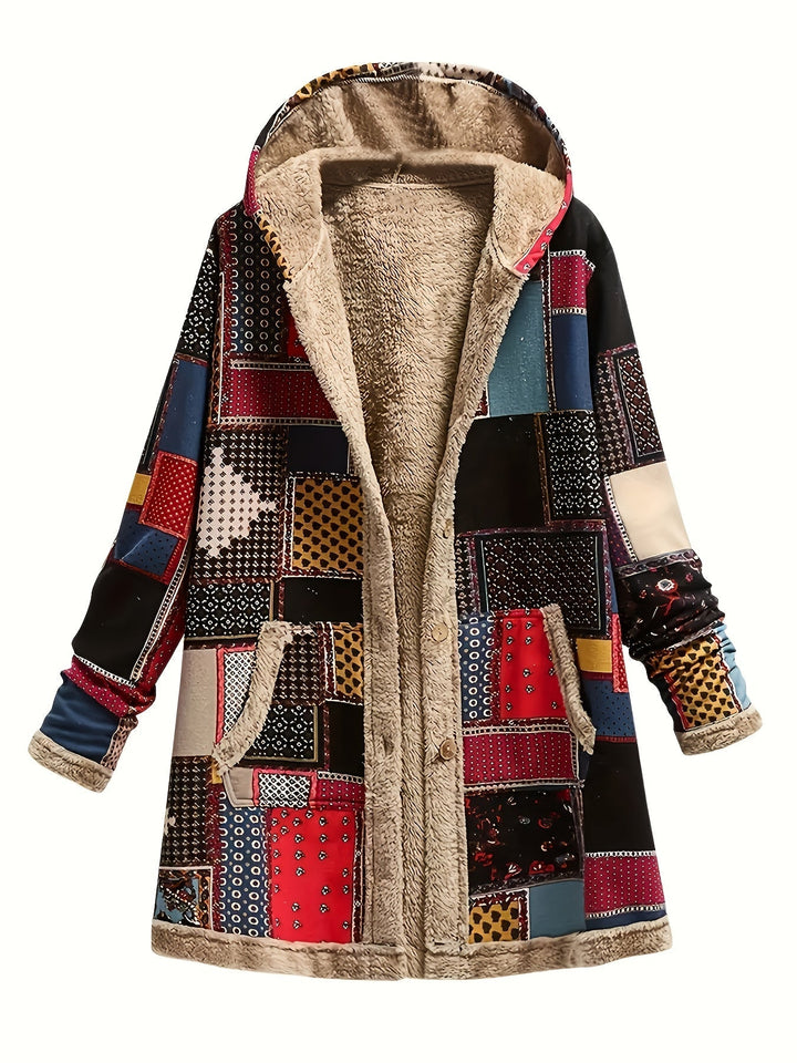 Patchwork med huva jacka
