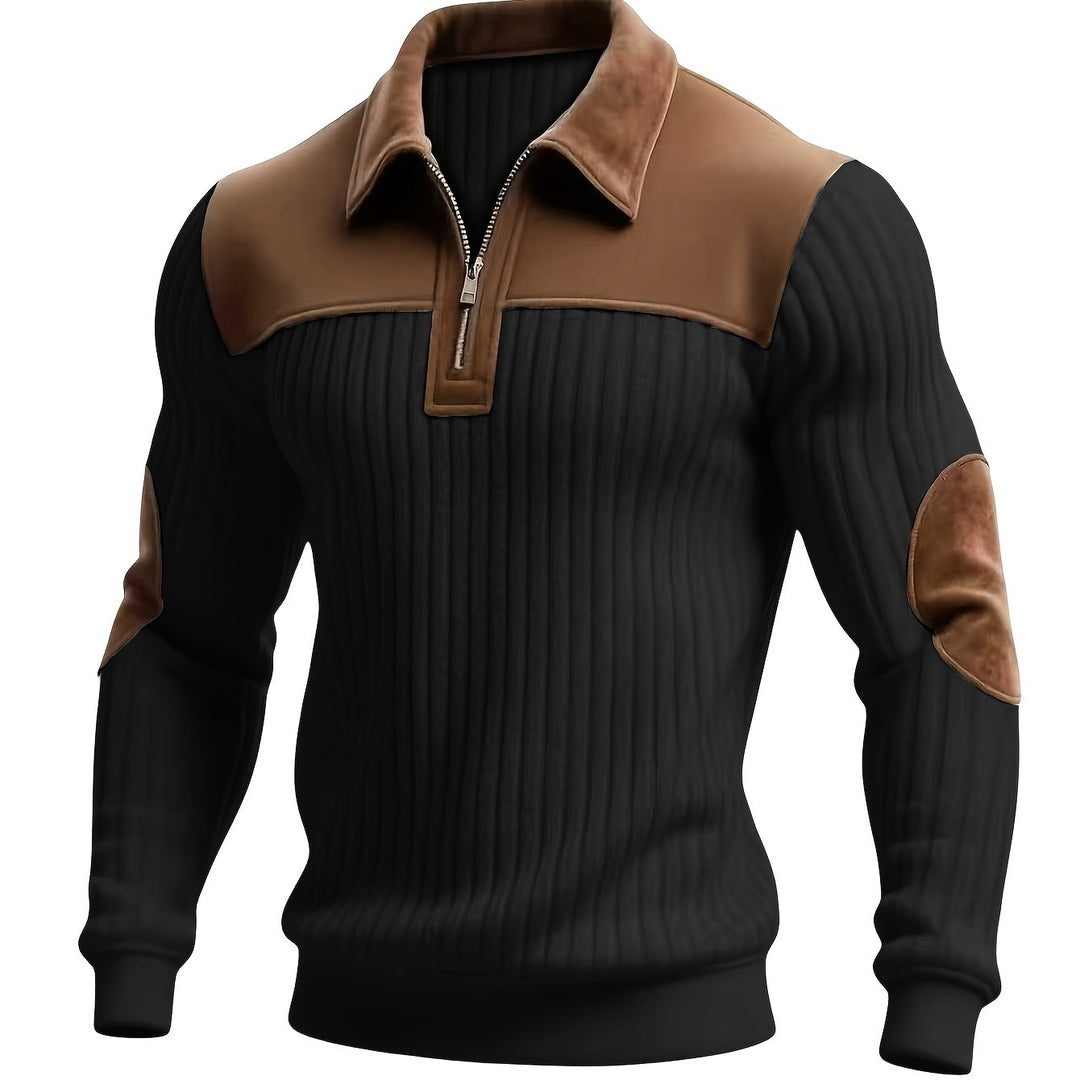 Two-tone med kvartsdragkedja pullover