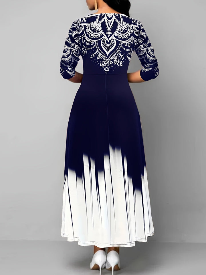 Ornate mönster flared maxi klänning