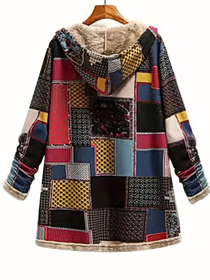 Patchwork med huva jacka