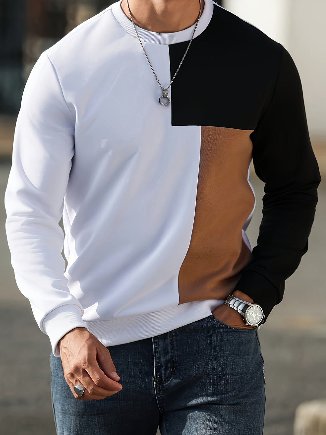 Modern färgblock sweatshirt