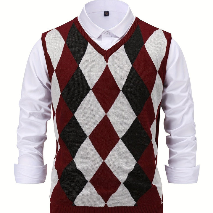 Klassisk argyle stickad väst