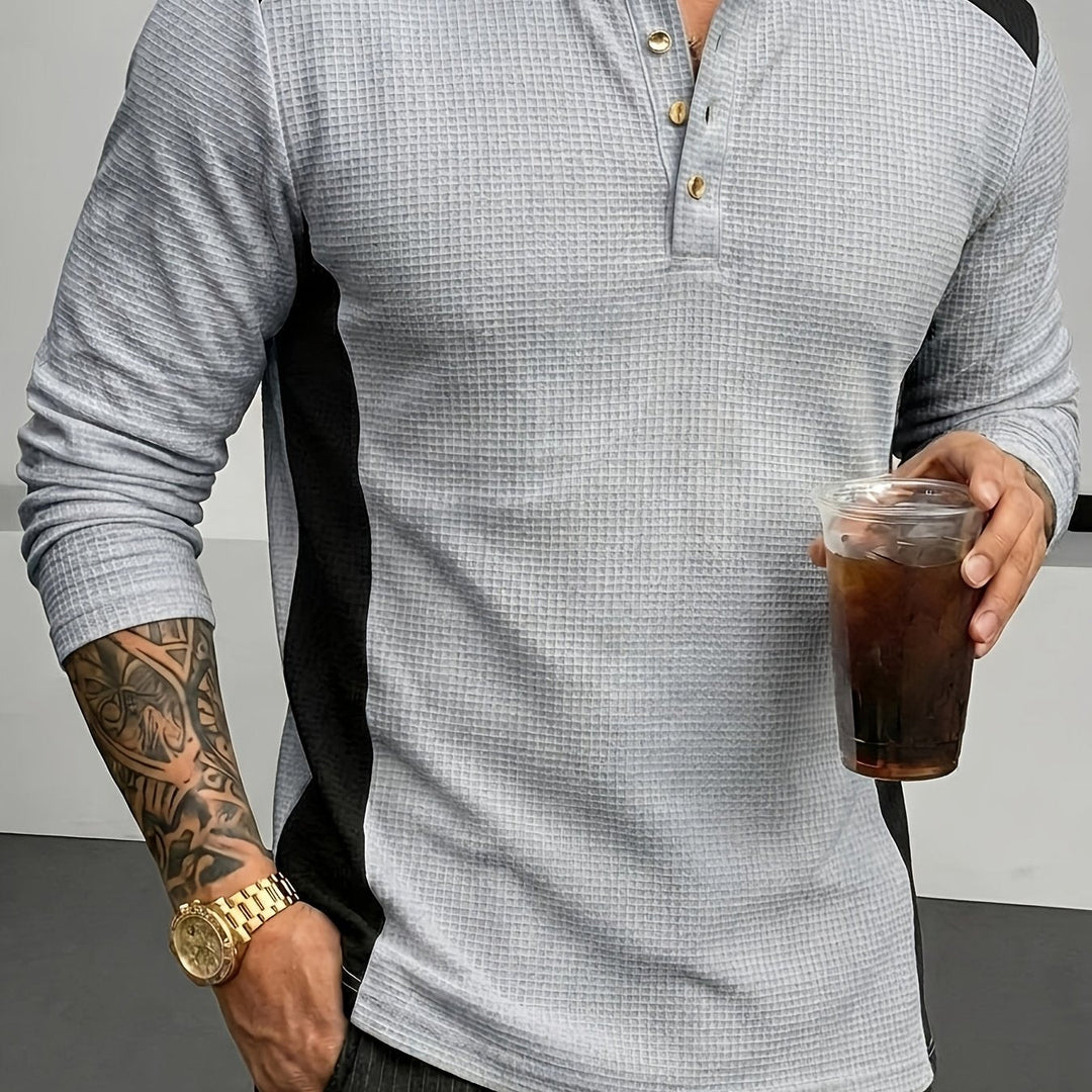 Strukturerad långärmad henley