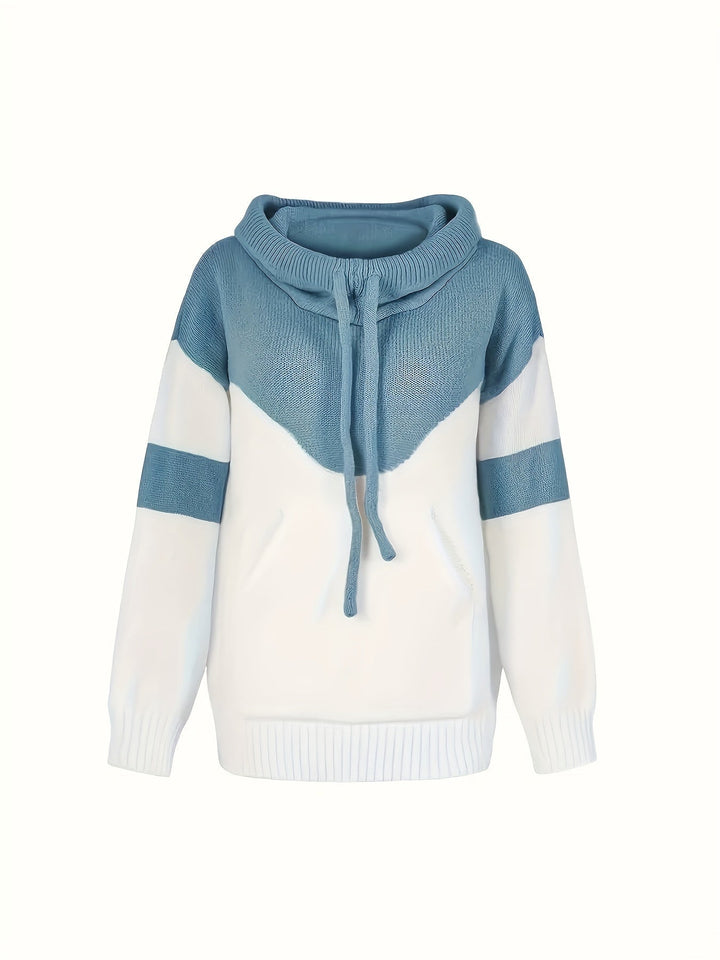 Färgblock med huva pullover