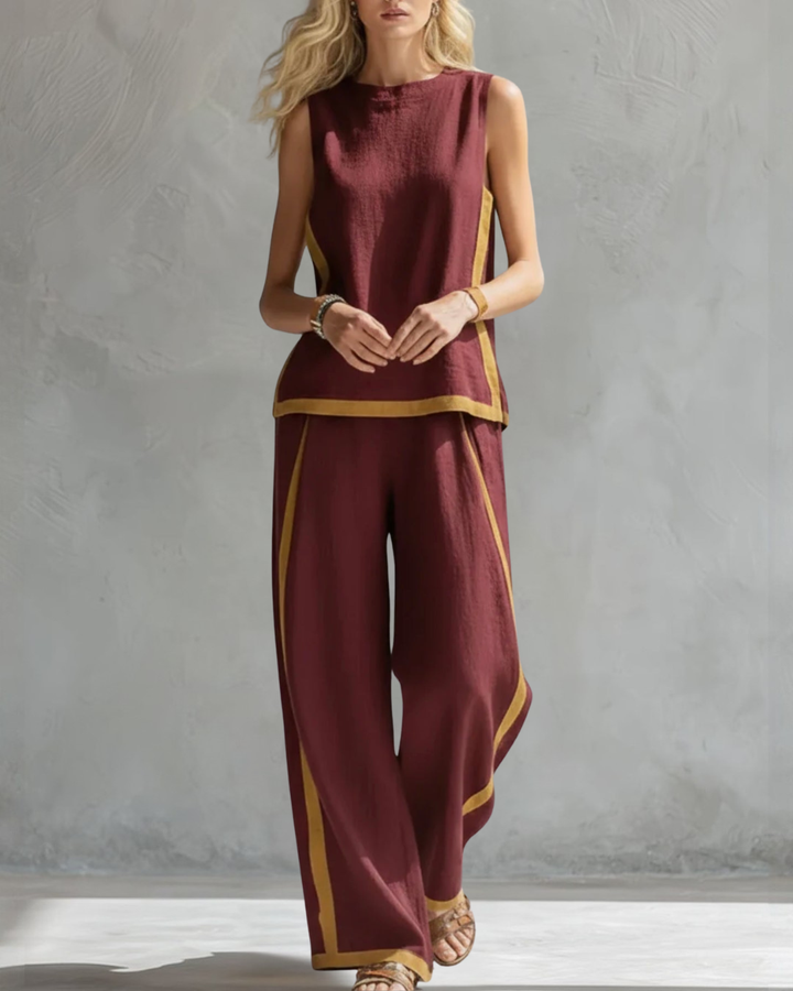 Elegant ärmlös och vid trouser set