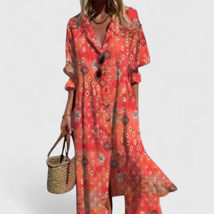 Elegant flerfärgad boho klänning