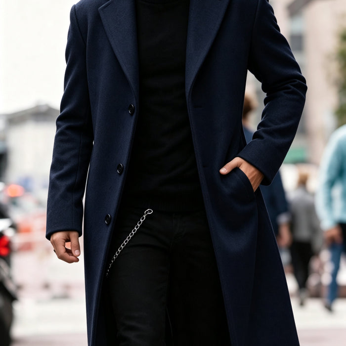 Förfinad lång trenchcoat