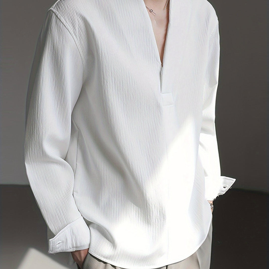 Collarless V-ringad skjorta