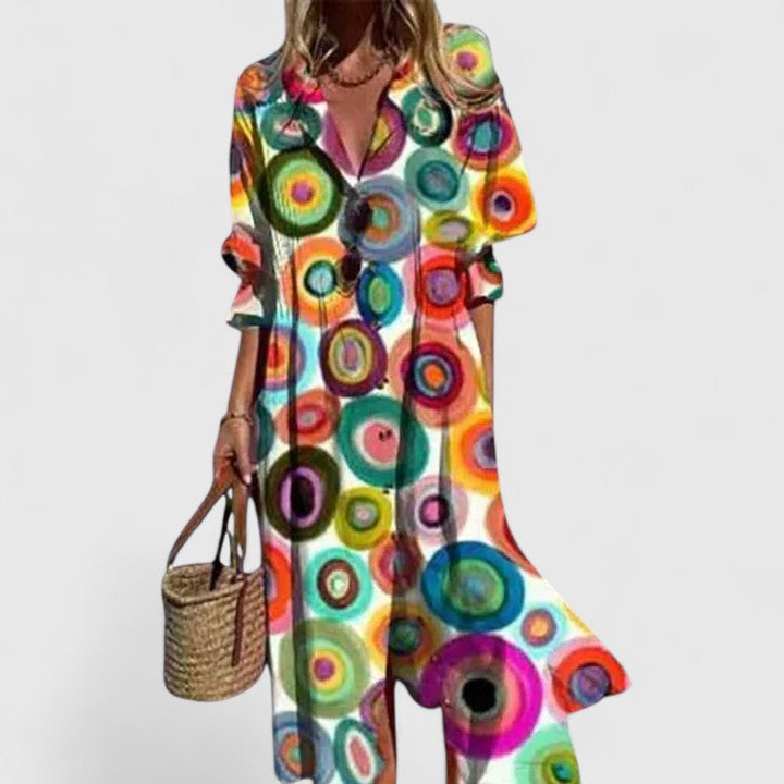 Elegant flerfärgad boho klänning