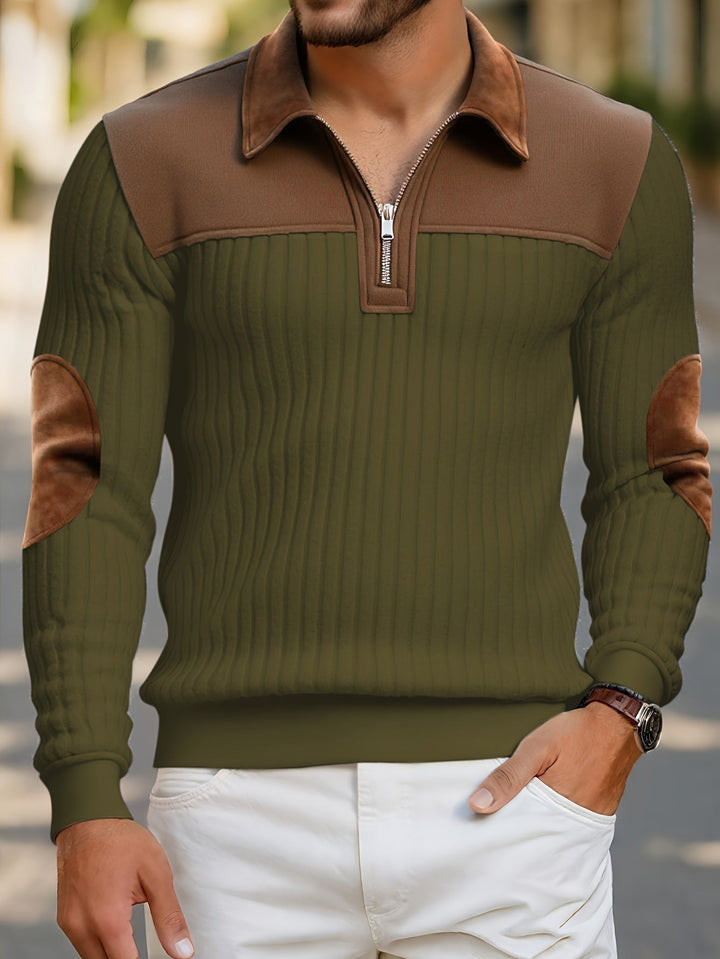 Two-tone med kvartsdragkedja pullover