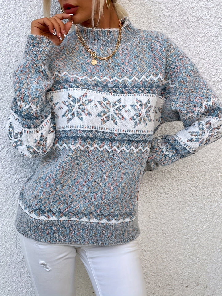 Mysig snowflake mockneck tröja