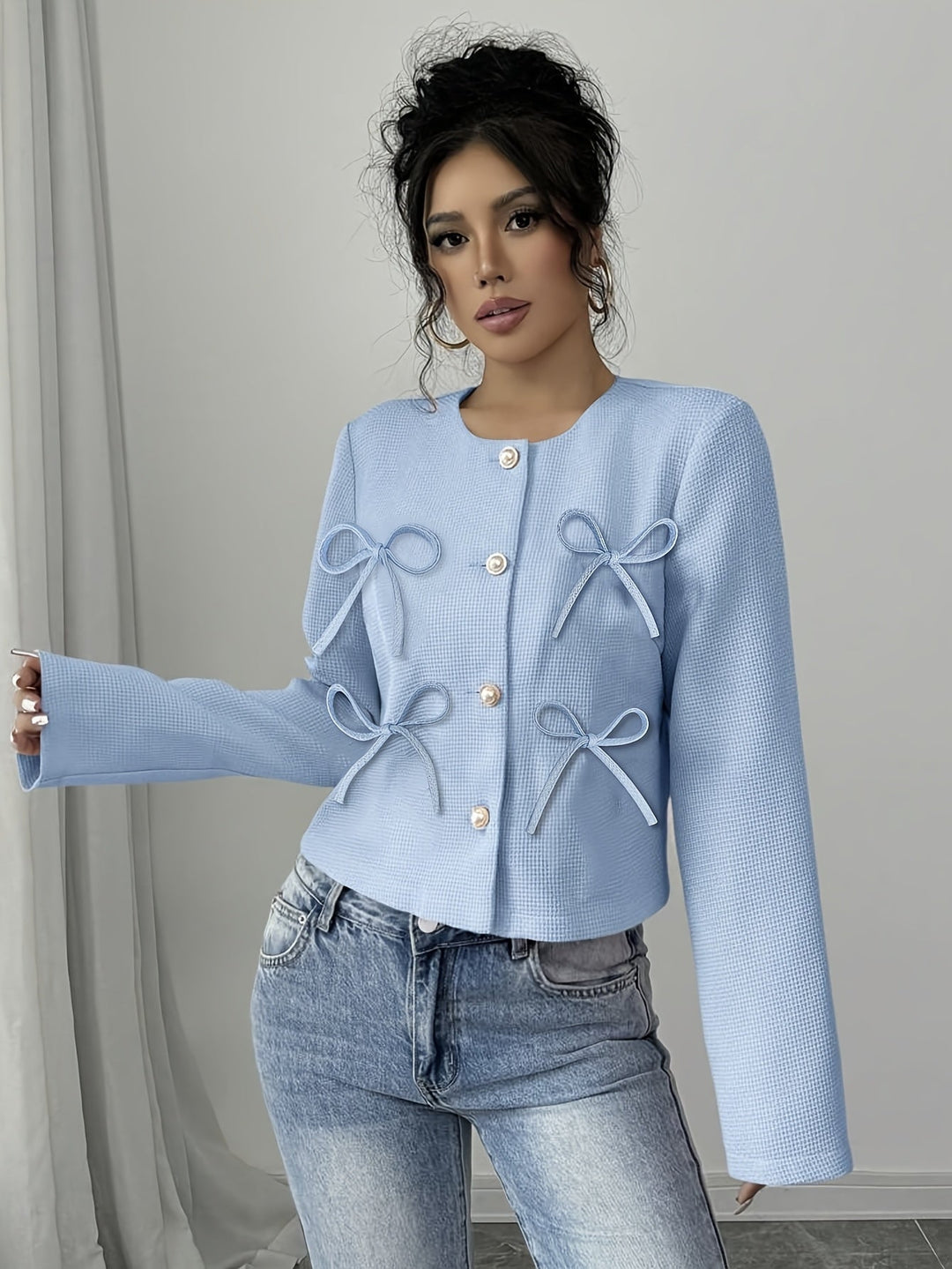 Bow-detalj cropped jacka
