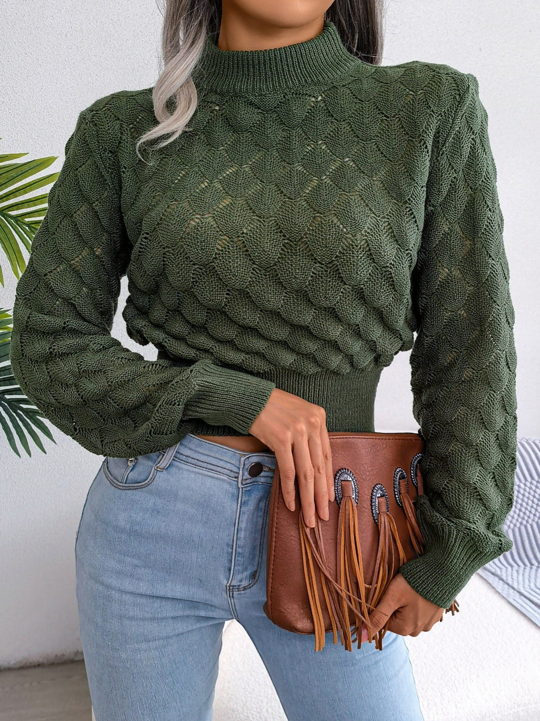 Strukturerad cropped tröja