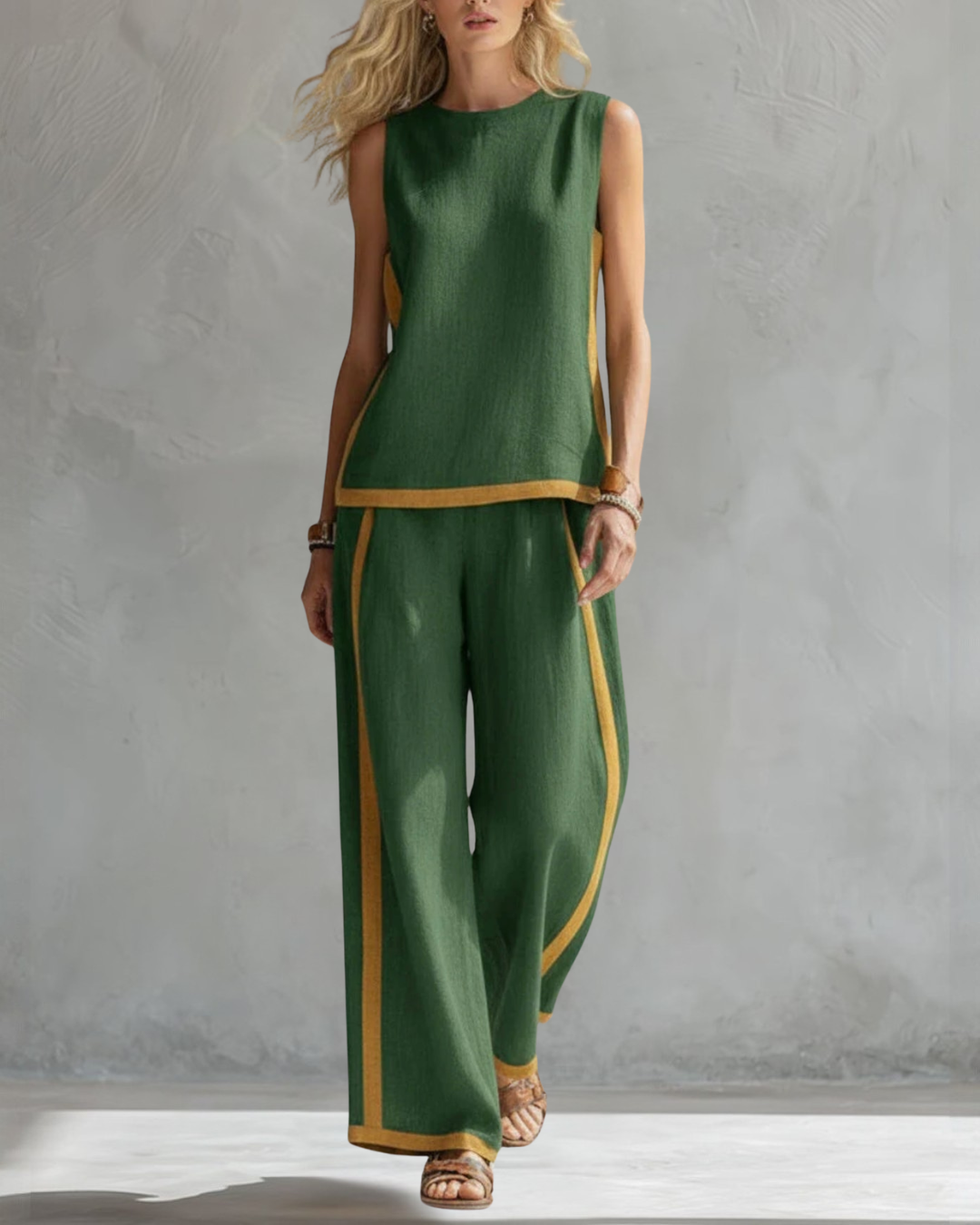 Elegant ärmlös och vid trouser set