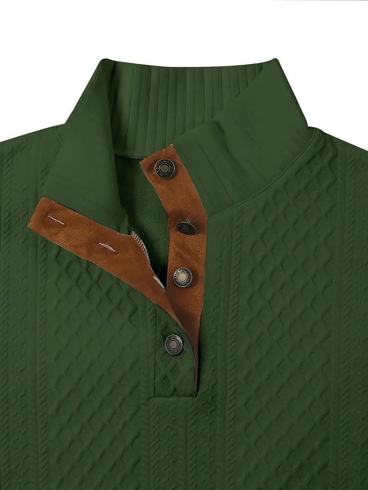 Stå krage knapp henley tröja