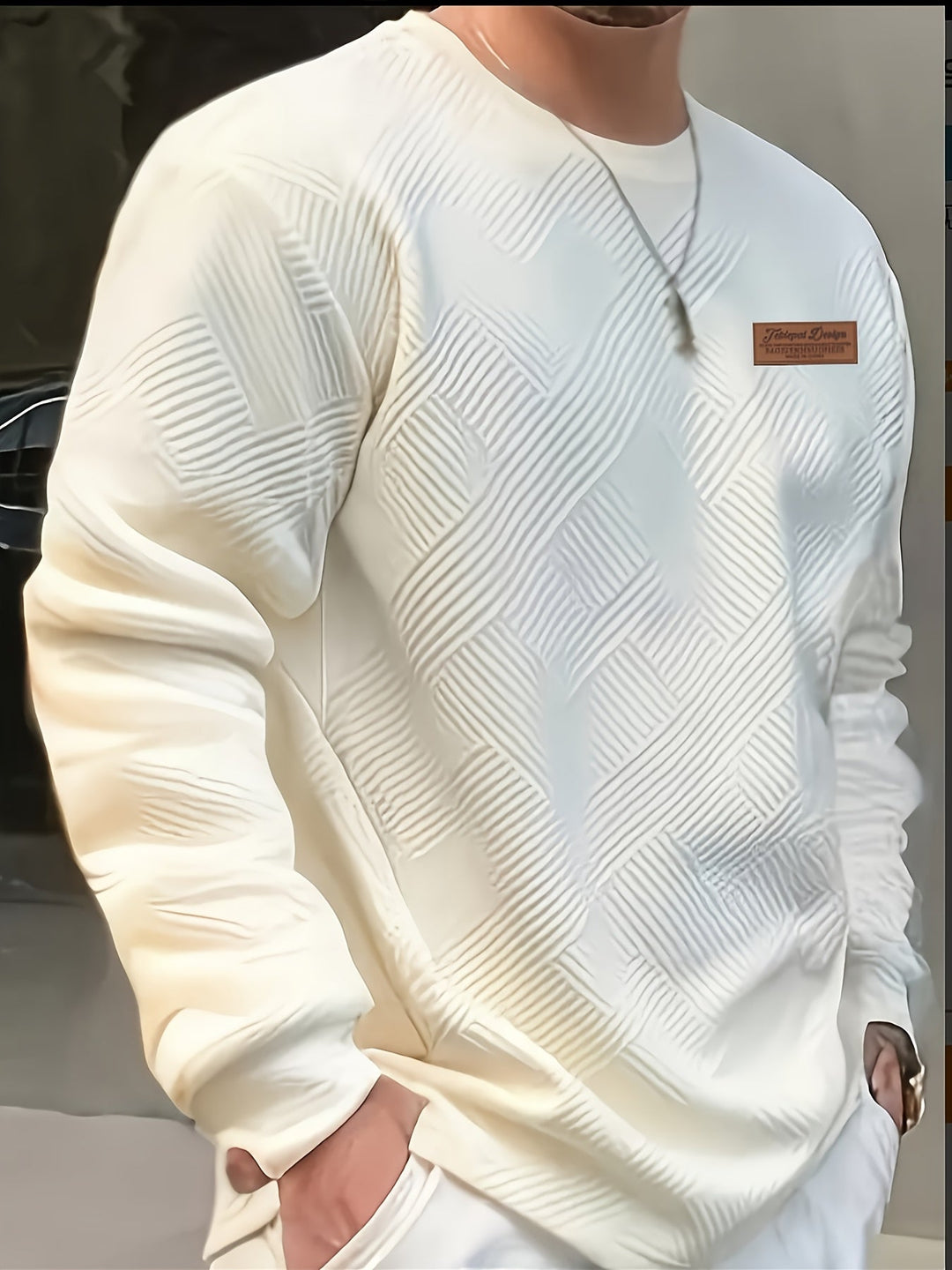 Strukturerad rundhalsad sweatshirt