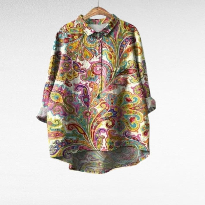 Retro krage långärmad blus