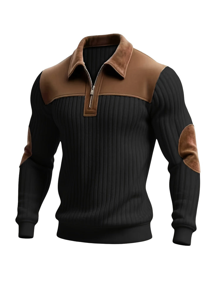 Two-tone med kvartsdragkedja pullover
