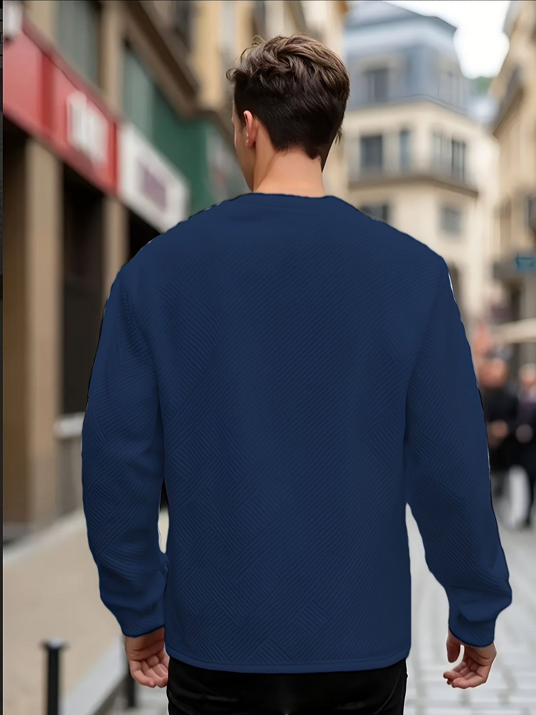 Strukturerad rundhalsad sweatshirt