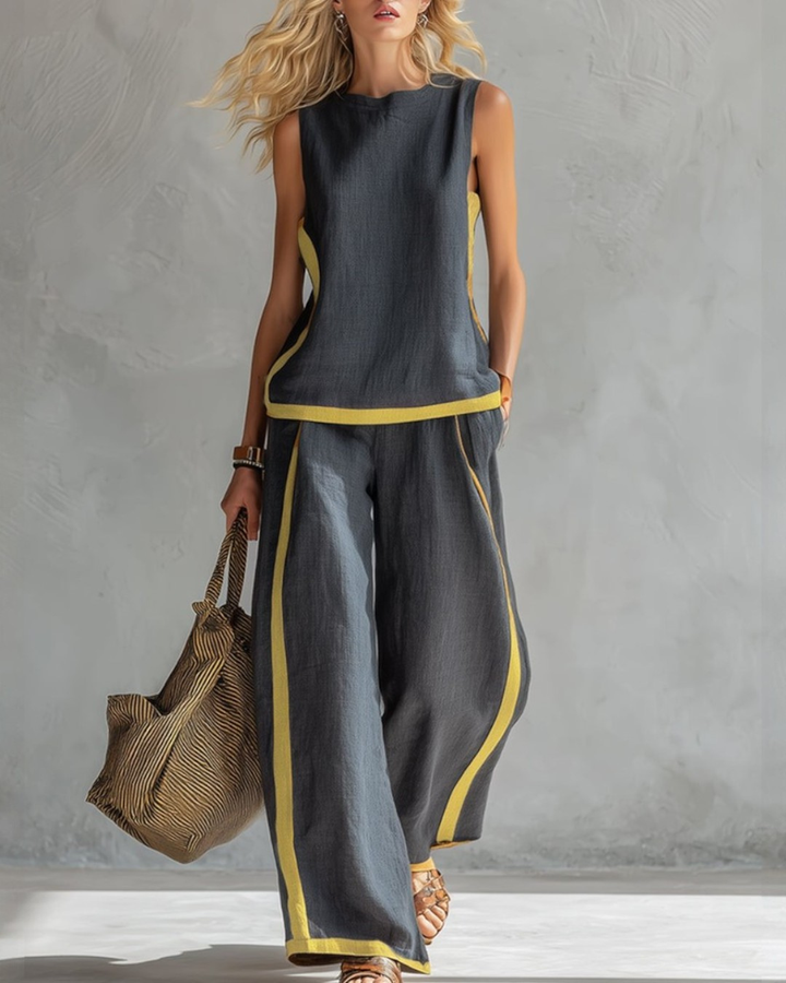 Elegant ärmlös och vid trouser set