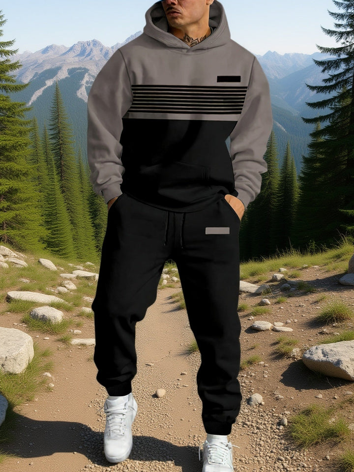 Färg block med huva sweatshirt