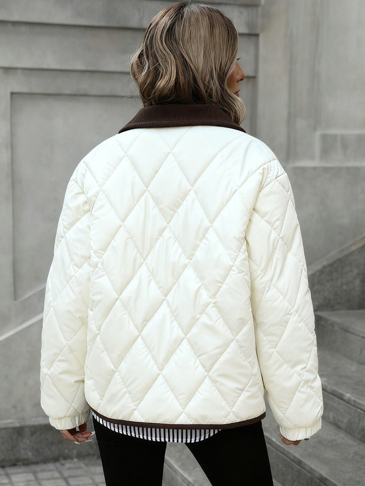 Diamond-quiltad padded jacka