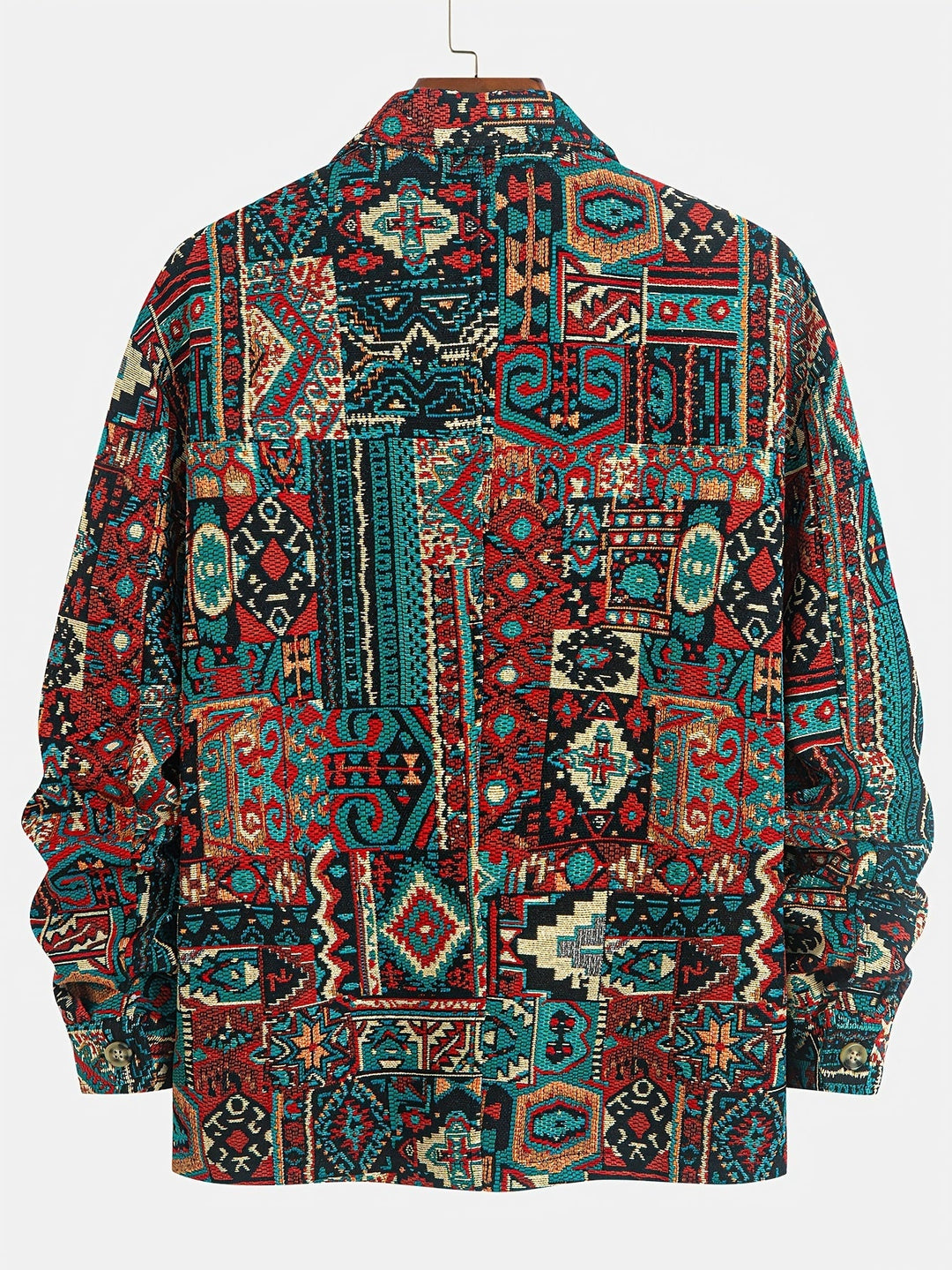 Mönstrad lapel dragkedja jacka