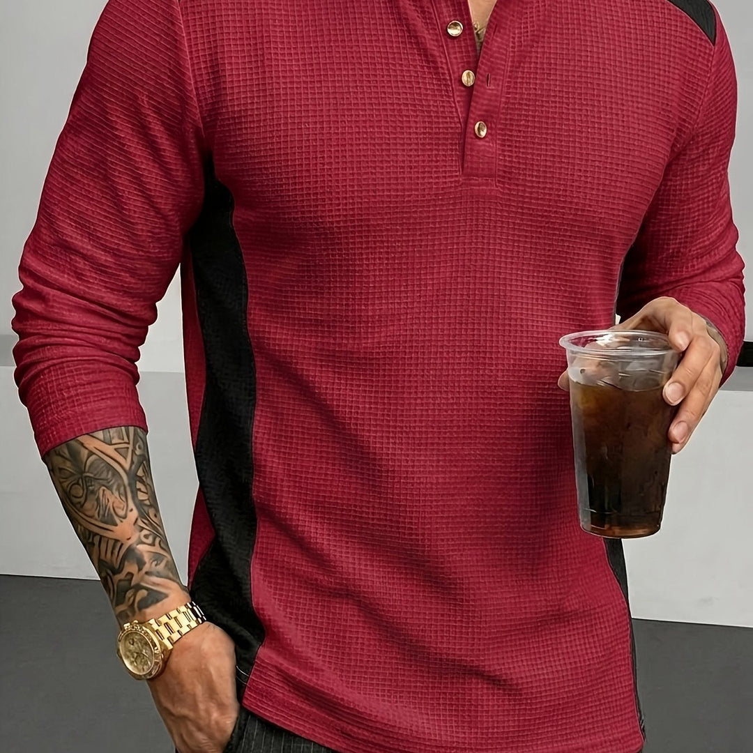 Strukturerad långärmad henley