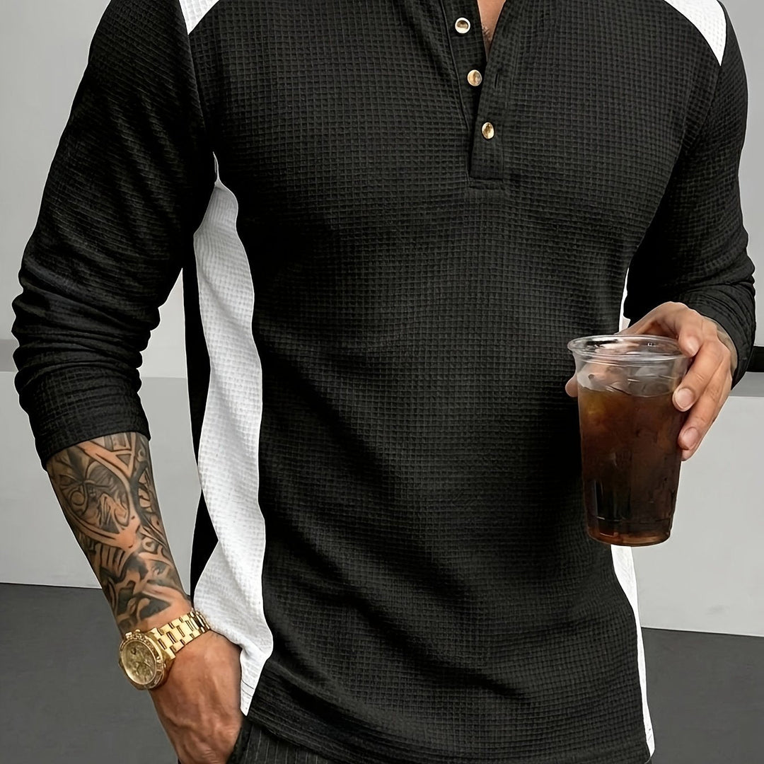Strukturerad långärmad henley