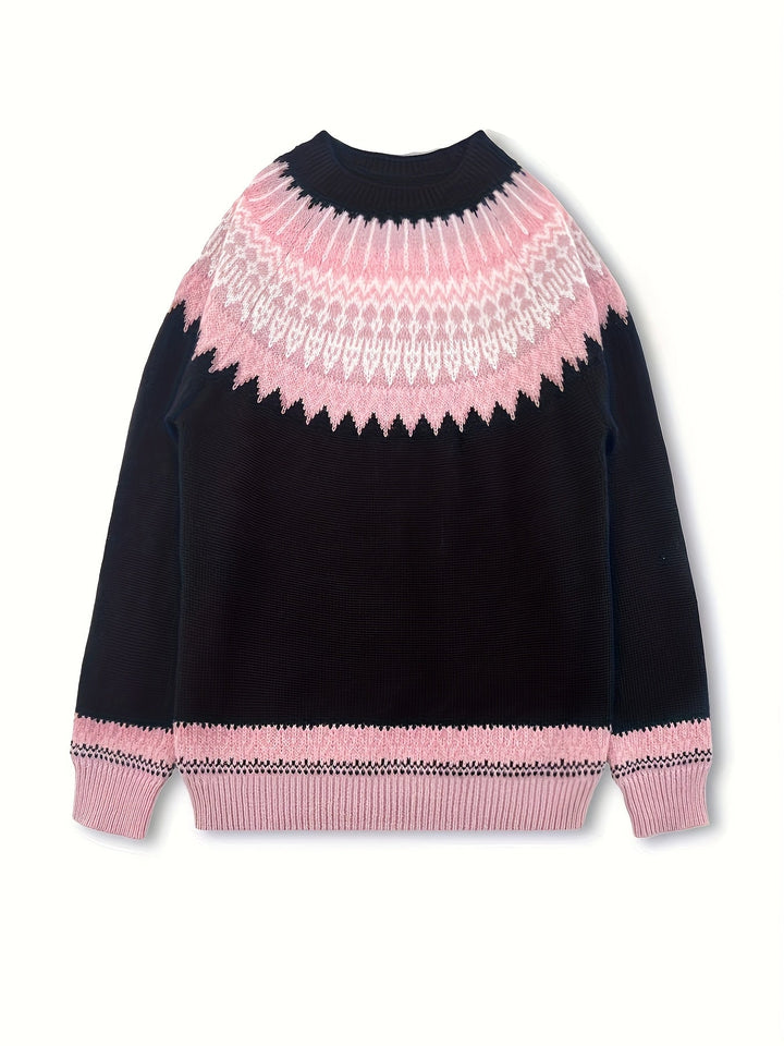 Chunky jacquard rundhalsad tröja