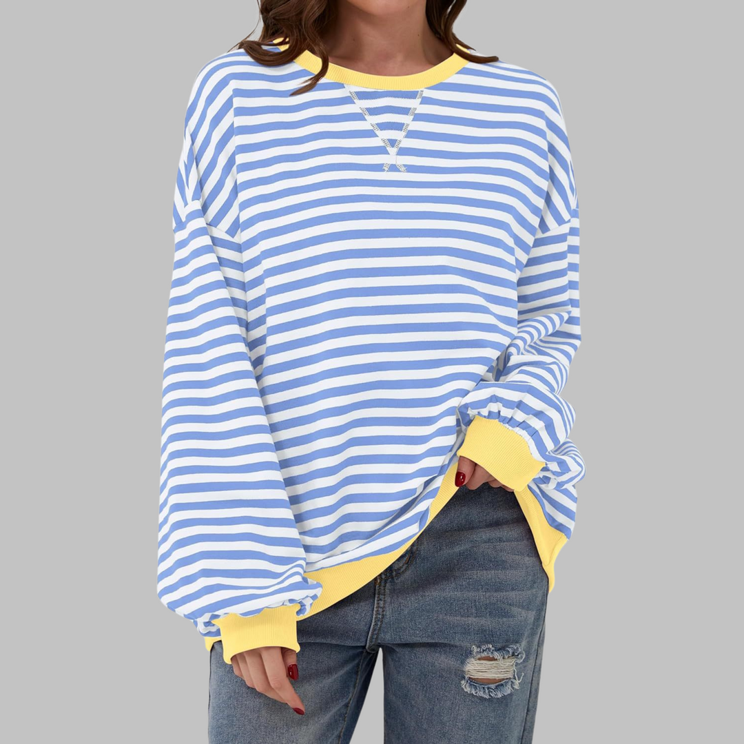 Avslappnad långärmad randig sweatshirt