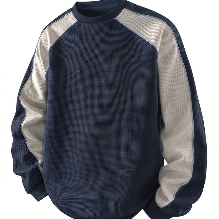 Färgblock rundhalsad sweatshirt