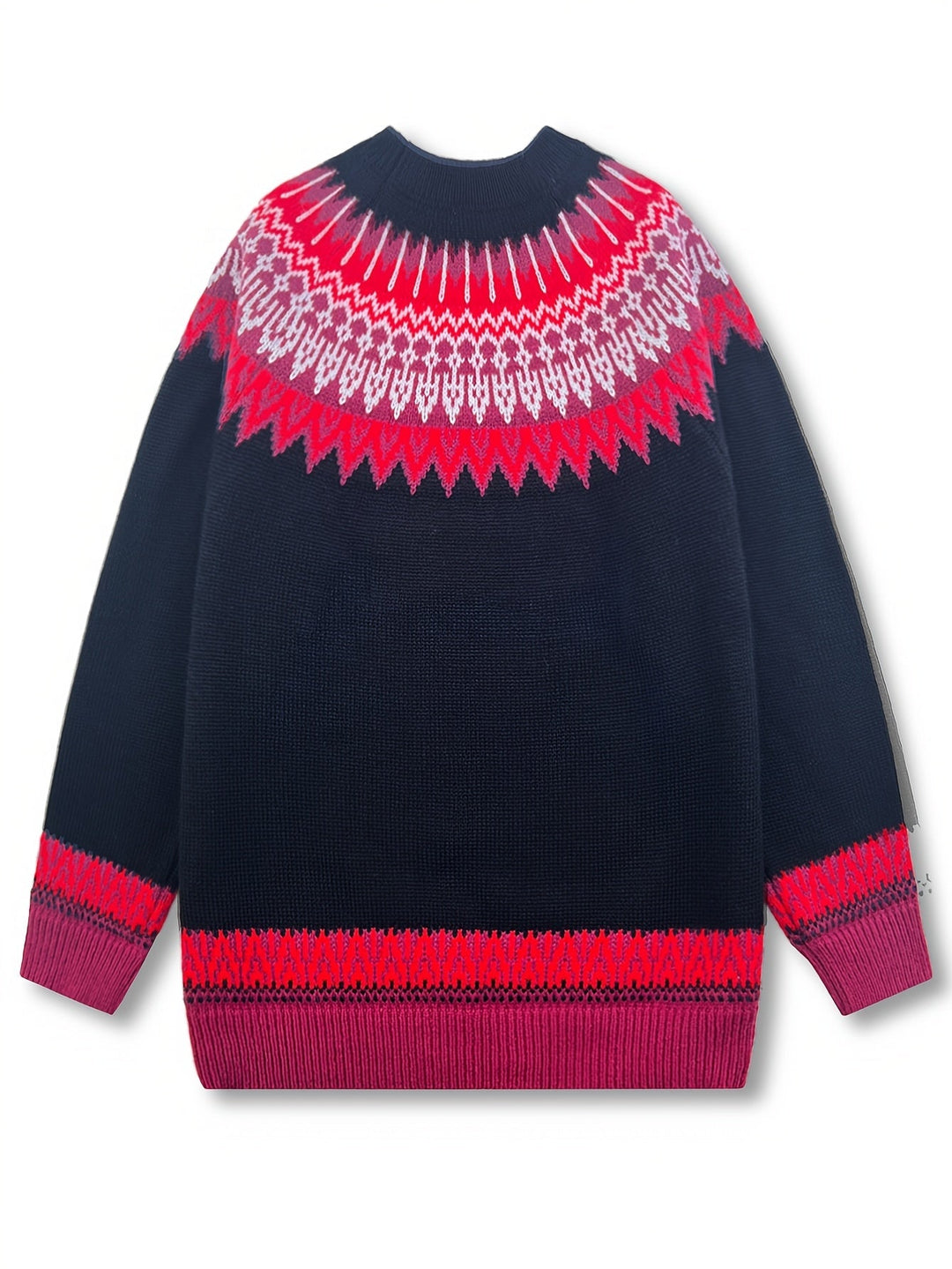 Chunky jacquard rundhalsad tröja