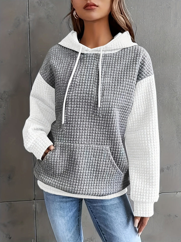 Mysig waffle-struktur hoodie