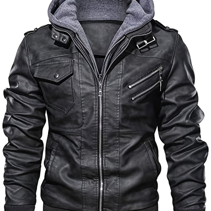 Robust med huva biker jacka